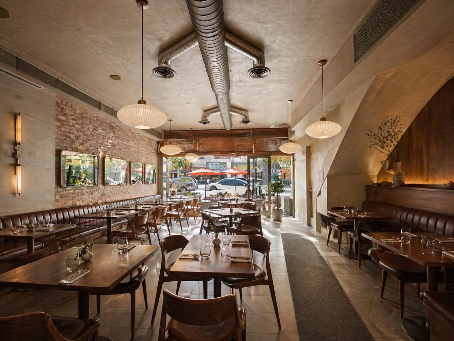 The Le Yard dining room in soft afternoon light