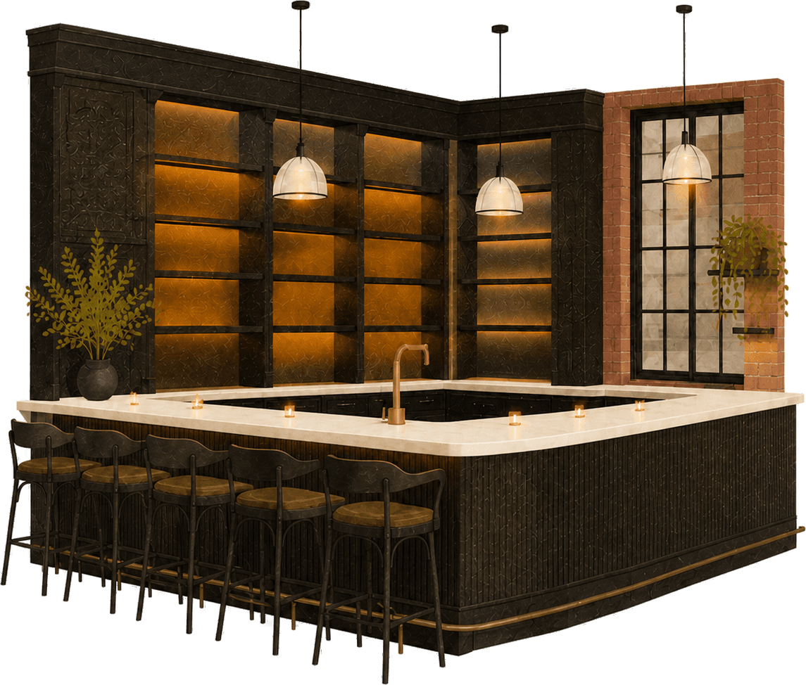 Illustration of the proposed Le Yard bar in daylight